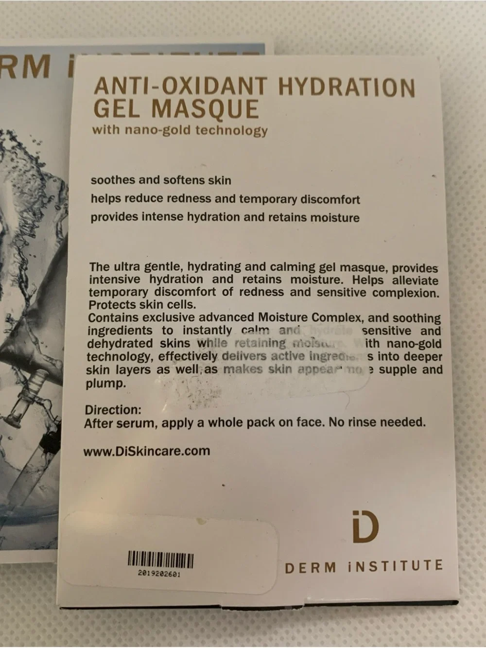 Derm Institute Anti-Oxidant Hydration Gel Mask Set of 4. New